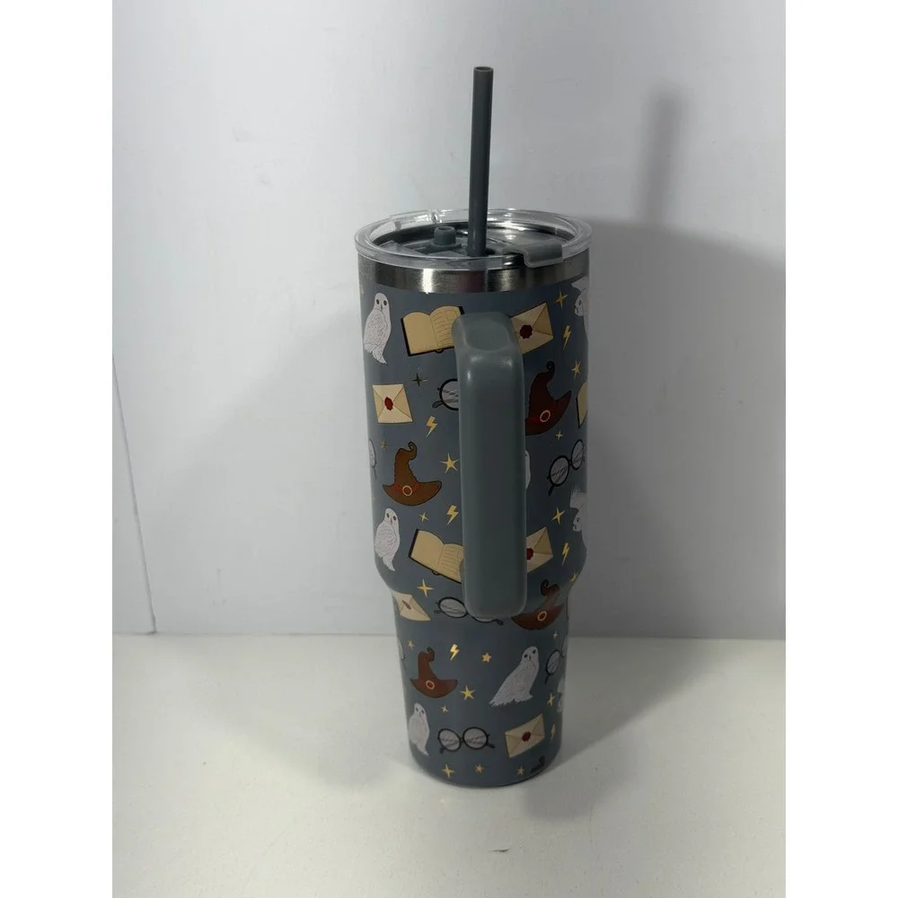 harry potter Ashland 40oz Stainless Steel Tumbler Wizard Owl Pattern Gray Handle